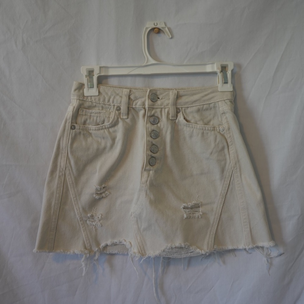 We The Free Distressed Denim Mini Skirt